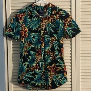 Black floral button down